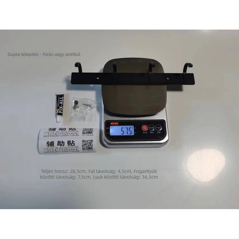 Space Aluminum fali vállfa, fúrás nélküli rögzítés, modern minimalista stílus, súly 41,5–118 g