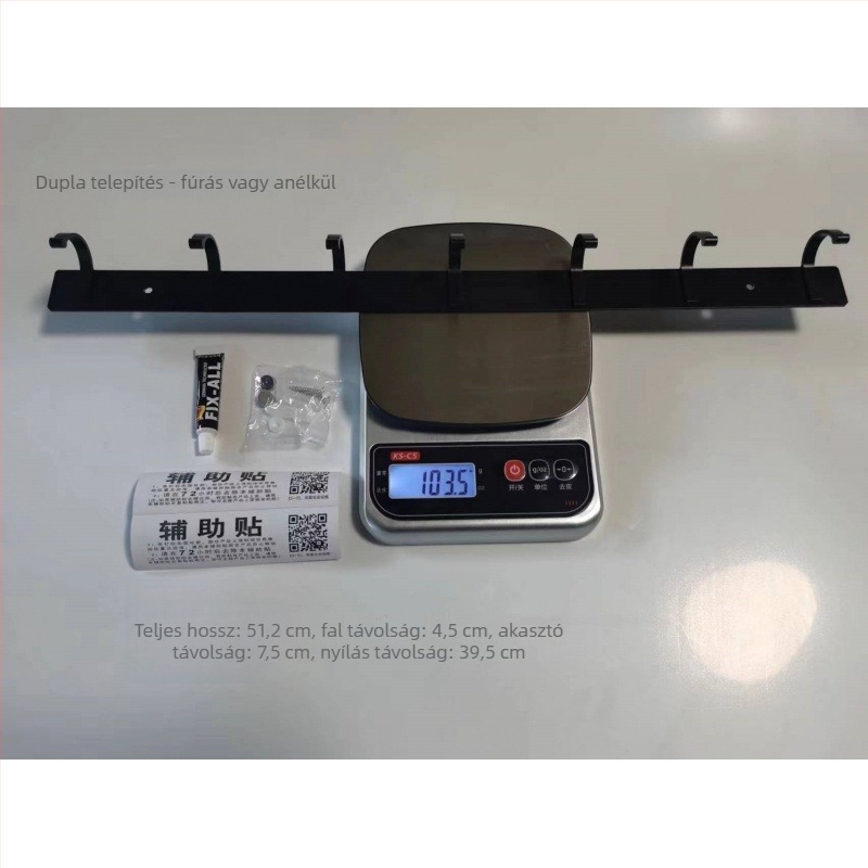 Space Aluminum fali vállfa, fúrás nélküli rögzítés, modern minimalista stílus, súly 41,5–118 g