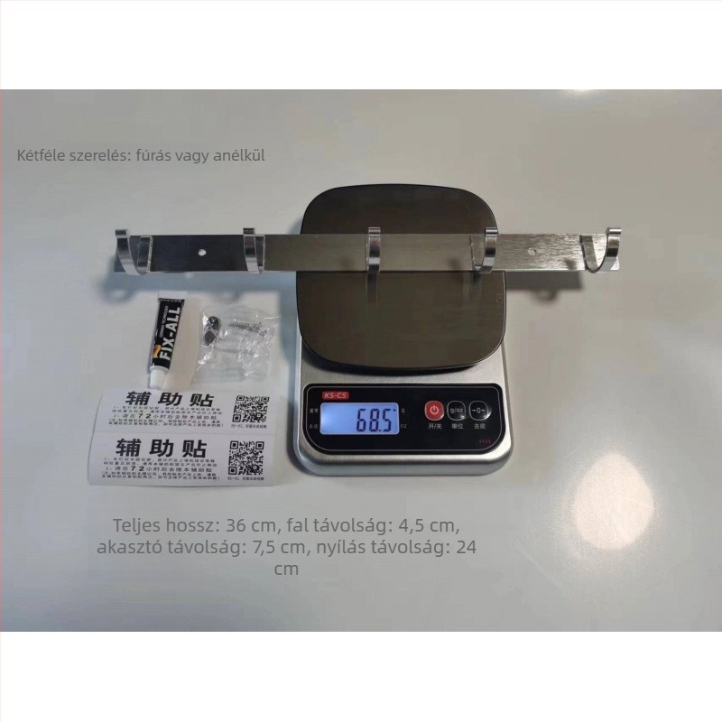 Space Aluminum fali vállfa, fúrás nélküli rögzítés, modern minimalista stílus, súly 41,5–118 g