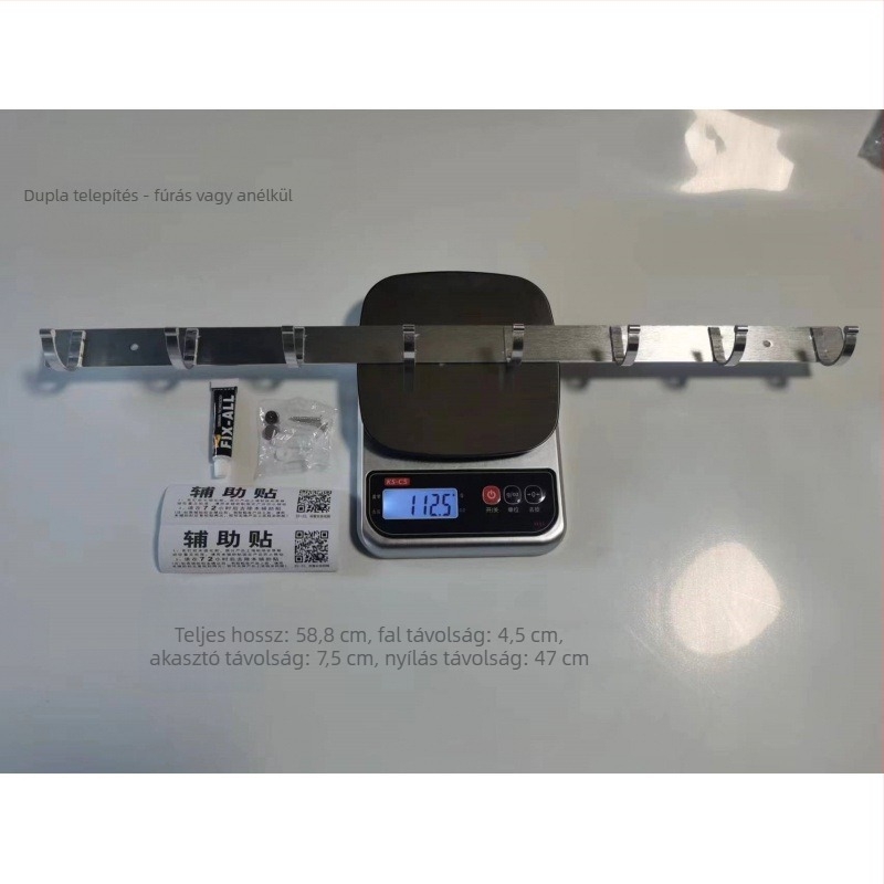 Space Aluminum fali vállfa, fúrás nélküli rögzítés, modern minimalista stílus, súly 41,5–118 g