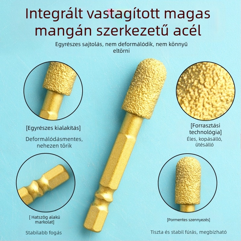 Gyémánt csiszolófej hatszögletű szárú, kemény forgófájl a polírozáshoz és csiszoláshoz