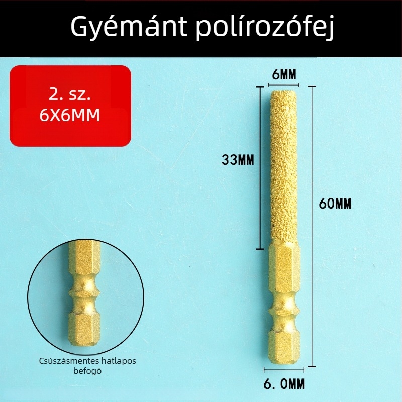 Gyémánt csiszolófej hatszögletű szárú, kemény forgófájl a polírozáshoz és csiszoláshoz