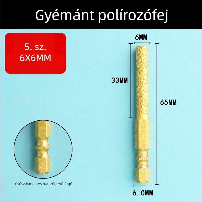 Gyémánt csiszolófej hatszögletű szárú, kemény forgófájl a polírozáshoz és csiszoláshoz
