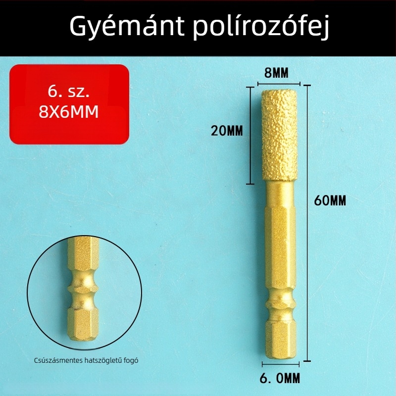 Gyémánt csiszolófej hatszögletű szárú, kemény forgófájl a polírozáshoz és csiszoláshoz