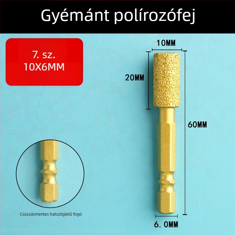 Gyémánt csiszolófej hatszögletű szárú, kemény forgófájl a polírozáshoz és csiszoláshoz