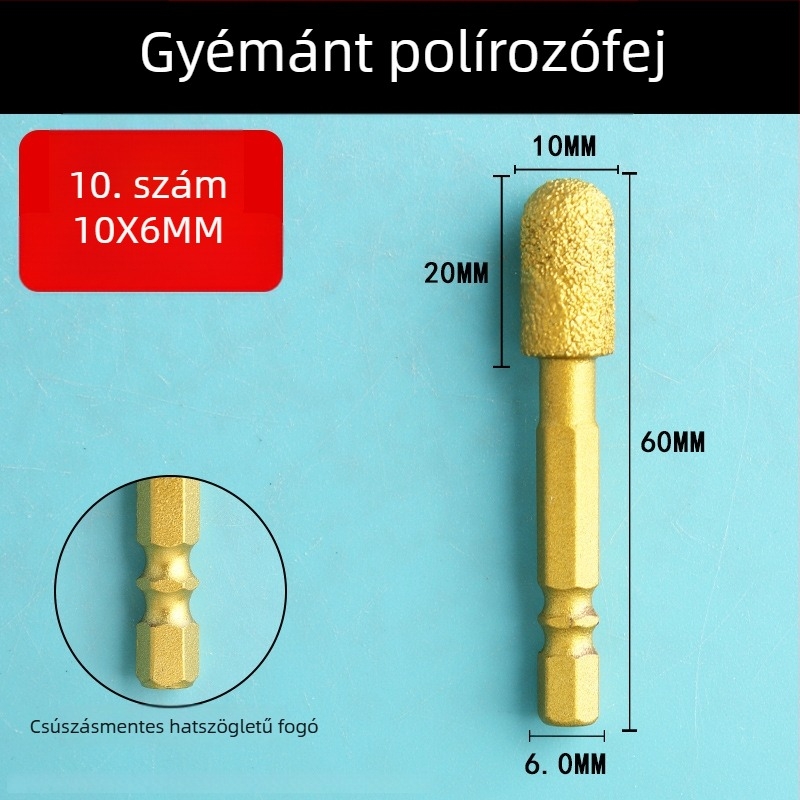 Gyémánt csiszolófej hatszögletű szárú, kemény forgófájl a polírozáshoz és csiszoláshoz