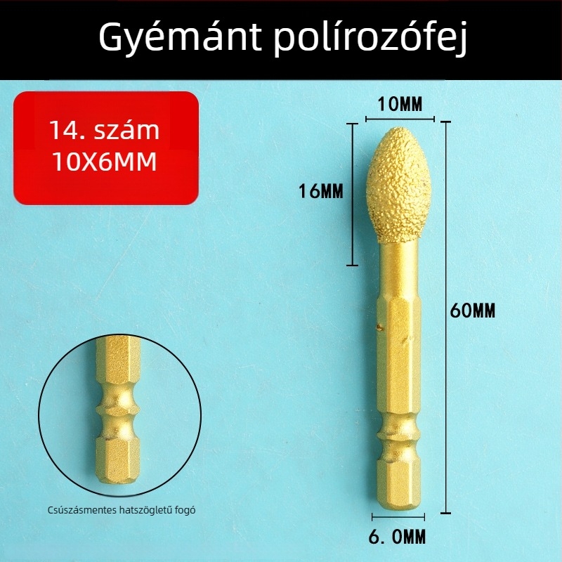 Gyémánt csiszolófej hatszögletű szárú, kemény forgófájl a polírozáshoz és csiszoláshoz