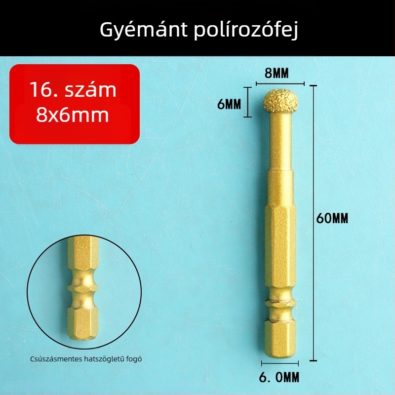 Gyémánt csiszolófej hatszögletű szárú, kemény forgófájl a polírozáshoz és csiszoláshoz