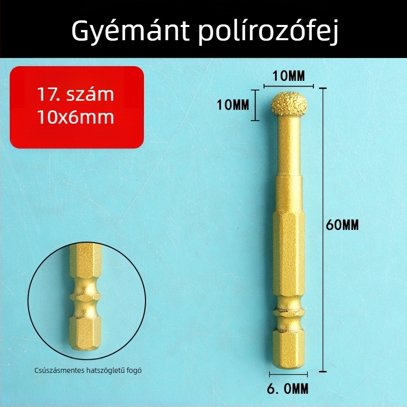 Gyémánt csiszolófej hatszögletű szárú, kemény forgófájl a polírozáshoz és csiszoláshoz