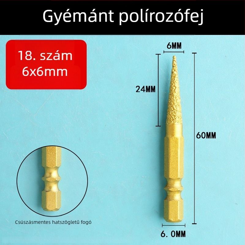 Gyémánt csiszolófej hatszögletű szárú, kemény forgófájl a polírozáshoz és csiszoláshoz