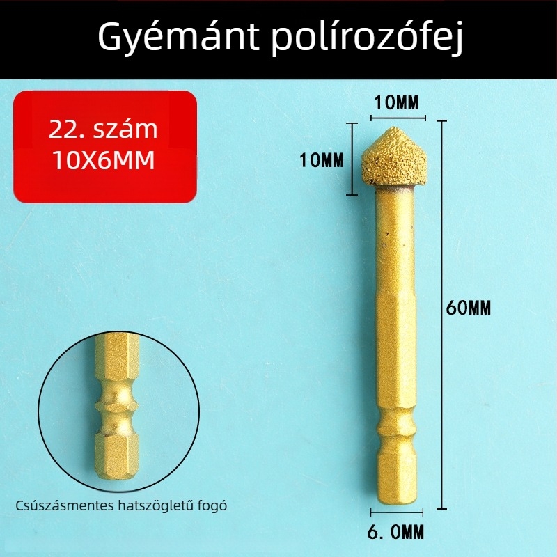 Gyémánt csiszolófej hatszögletű szárú, kemény forgófájl a polírozáshoz és csiszoláshoz