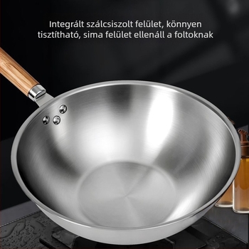 Rozsdamentes acélból készült tapadásmentes serpenyő, sík aljzatú, otthoni használatra, Rui'an családi stílus, üvegfedő, 410-es rozsdamentes acél