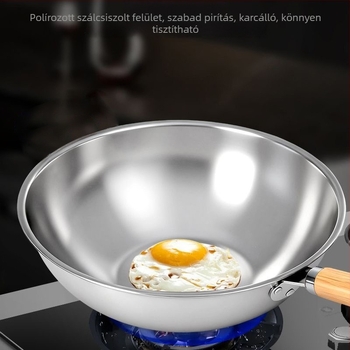Rozsdamentes acélból készült tapadásmentes serpenyő, sík aljzatú, otthoni használatra, Rui'an családi stílus, üvegfedő, 410-es rozsdamentes acél