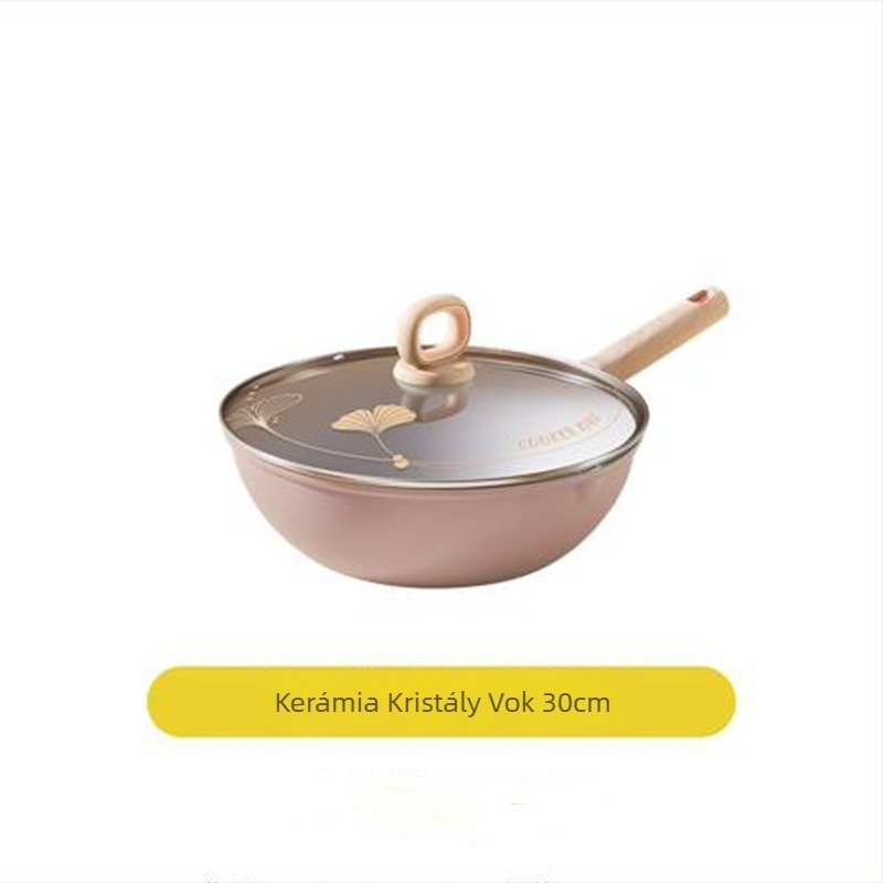Cooker King wok - tapadásmentes, lapos aljzatú, alumíniumötvözetből, Pottery Crystal sorozat, indukciós és gáztűzhelyhez egyaránt