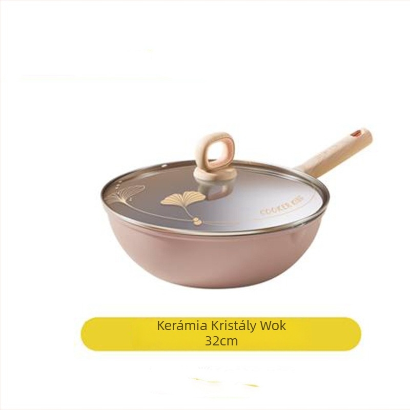 Cooker King wok - tapadásmentes, lapos aljzatú, alumíniumötvözetből, Pottery Crystal sorozat, indukciós és gáztűzhelyhez egyaránt