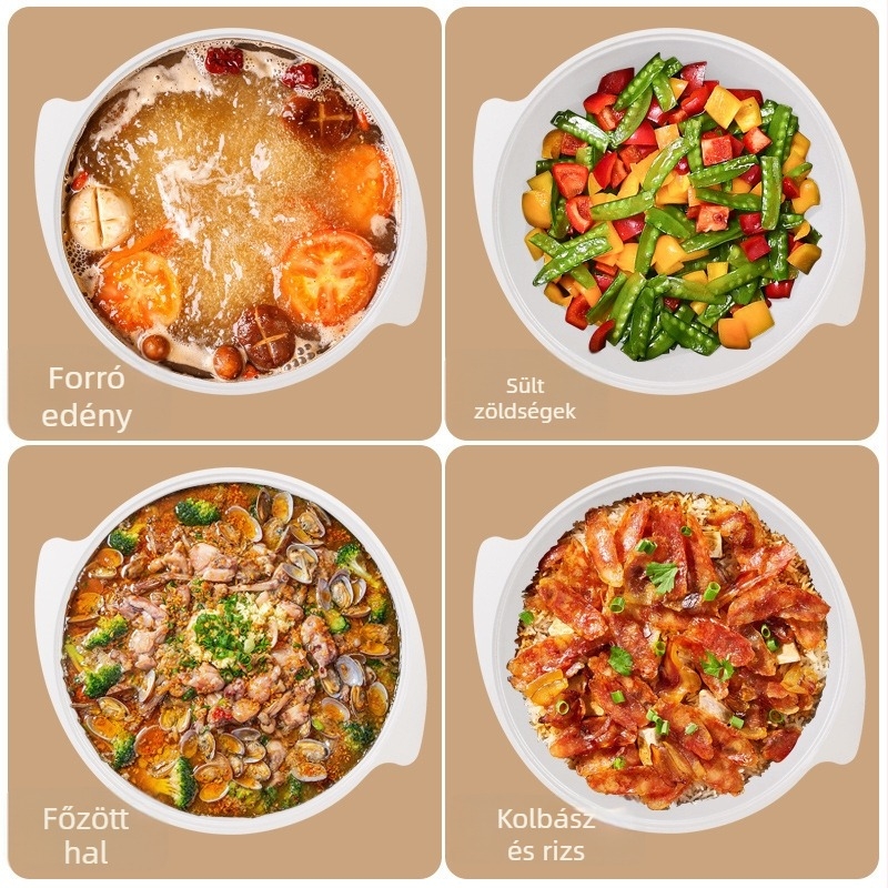 Elektromos alumínium fazék Xinjiang rizshez - etnikai dizájn, 220V, 1500W, öt fokozatú hőmérséklet-szabályozás, multifunkcionális: levesfőzés, párolás, pirítás