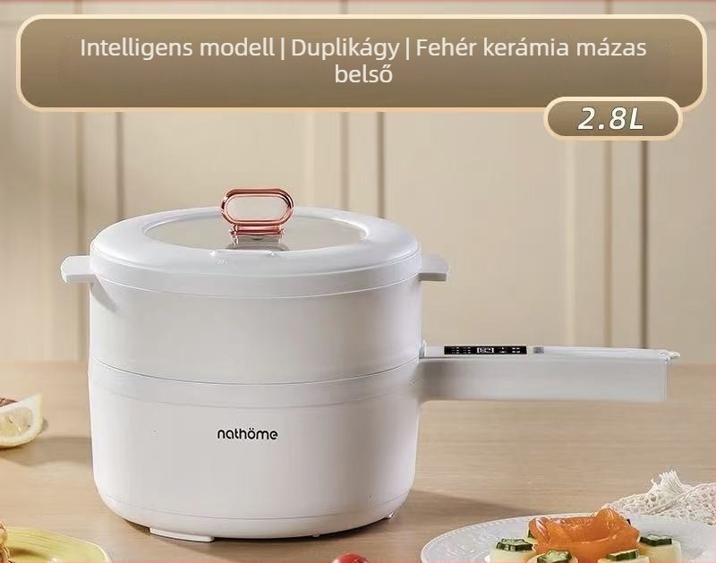 Többfunkciós elektromos főzőedény kerámia belső bevonattal, 2,1–4 L kapacitás, mikroprocesszoros vezérlés, programozható időzítő, grill funkció