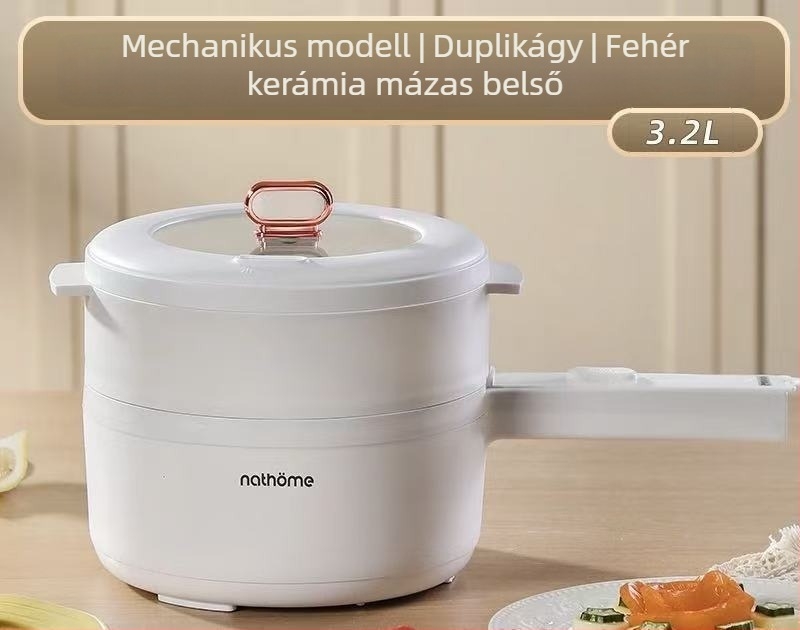 Többfunkciós elektromos főzőedény kerámia belső bevonattal, 2,1–4 L kapacitás, mikroprocesszoros vezérlés, programozható időzítő, grill funkció