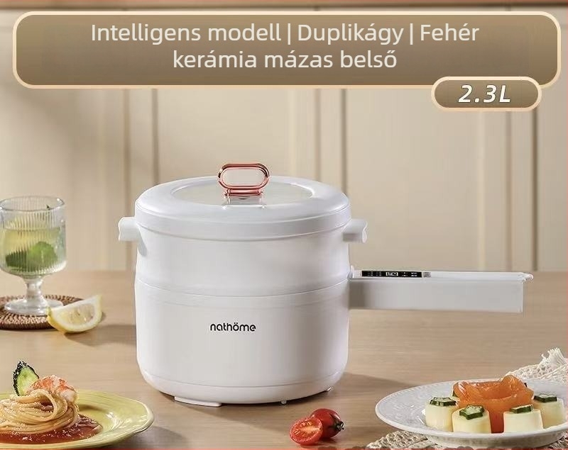 Többfunkciós elektromos főzőedény kerámia belső bevonattal, 2,1–4 L kapacitás, mikroprocesszoros vezérlés, programozható időzítő, grill funkció