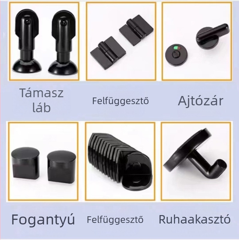 Nyilvános mosdó válaszfalak hardver készlet – rozsdamentes acél, műanyag, nejlon; pántok, indikátor zár, fogantyú