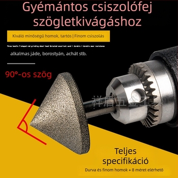 90° gyémánt kúpos csiszolófej – elektroplattált él- és furatperem csiszolására kerámia csempéknél, kő, üveg, jáde