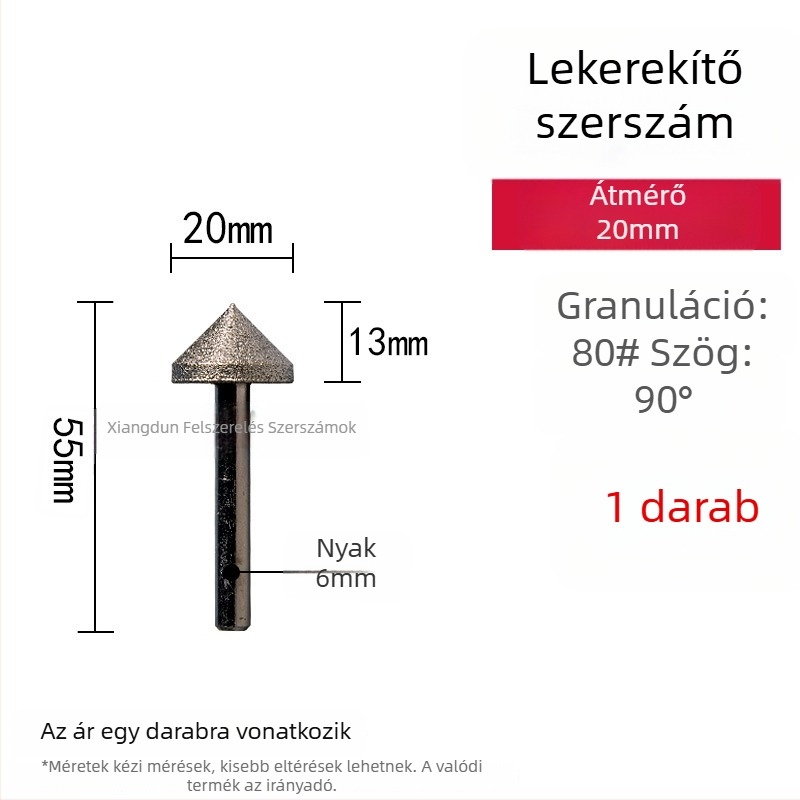 90° gyémánt kúpos csiszolófej – elektroplattált él- és furatperem csiszolására kerámia csempéknél, kő, üveg, jáde