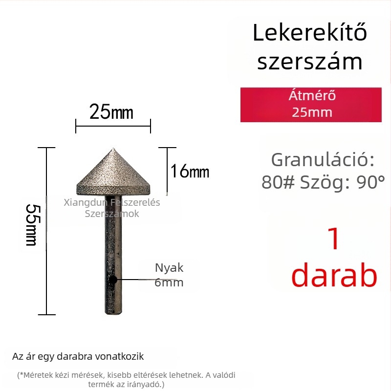 90° gyémánt kúpos csiszolófej – elektroplattált él- és furatperem csiszolására kerámia csempéknél, kő, üveg, jáde