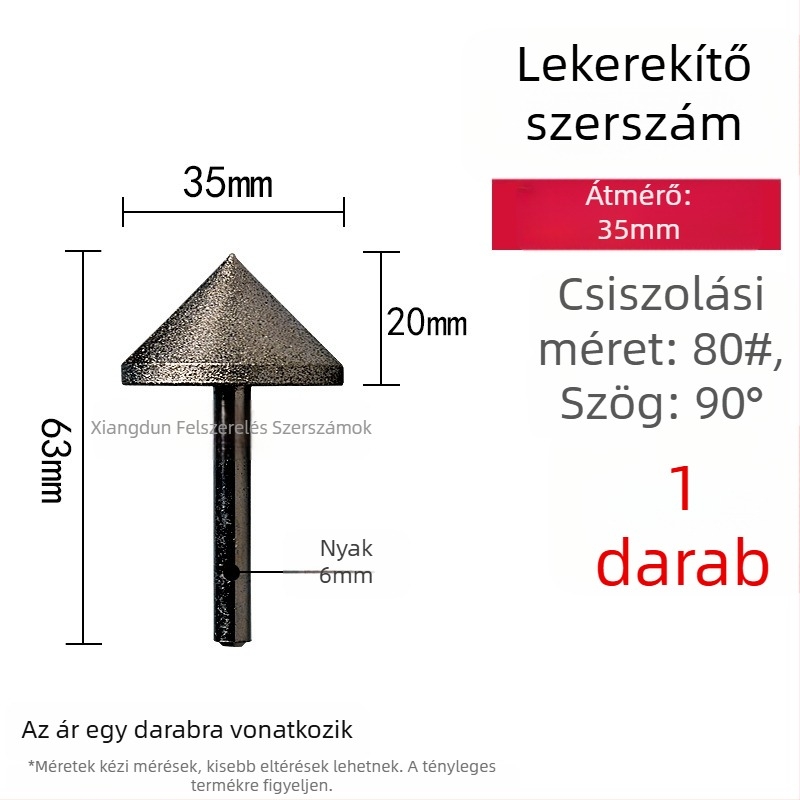 90° gyémánt kúpos csiszolófej – elektroplattált él- és furatperem csiszolására kerámia csempéknél, kő, üveg, jáde