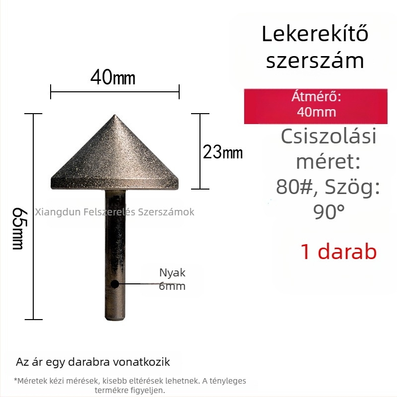 90° gyémánt kúpos csiszolófej – elektroplattált él- és furatperem csiszolására kerámia csempéknél, kő, üveg, jáde