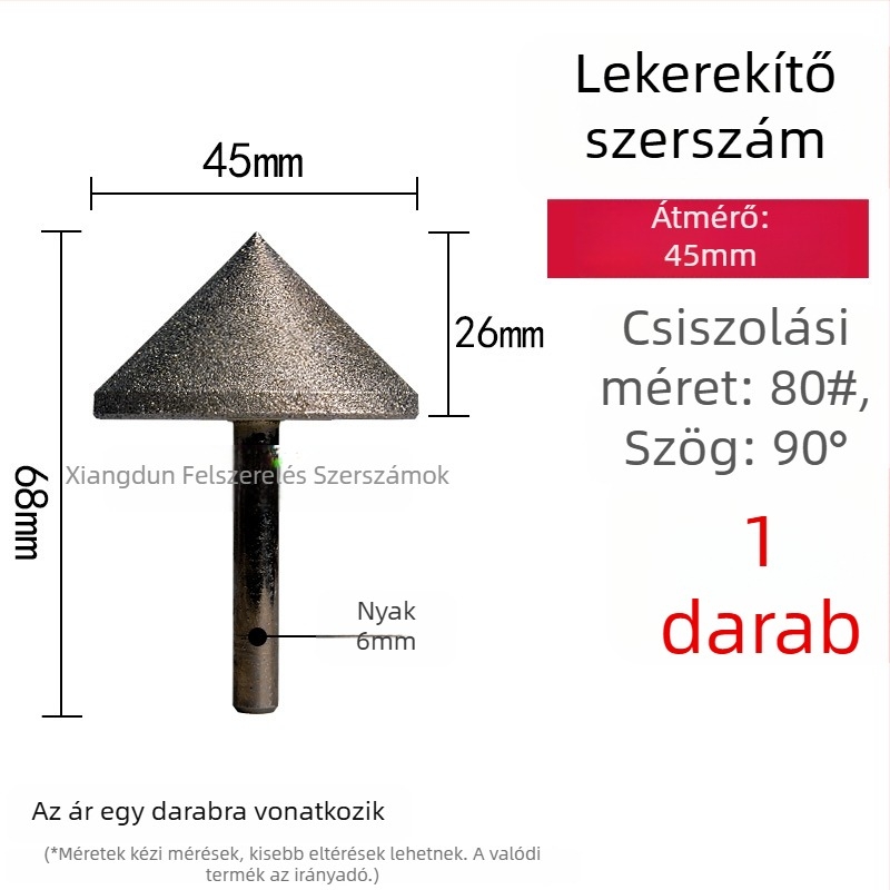 90° gyémánt kúpos csiszolófej – elektroplattált él- és furatperem csiszolására kerámia csempéknél, kő, üveg, jáde