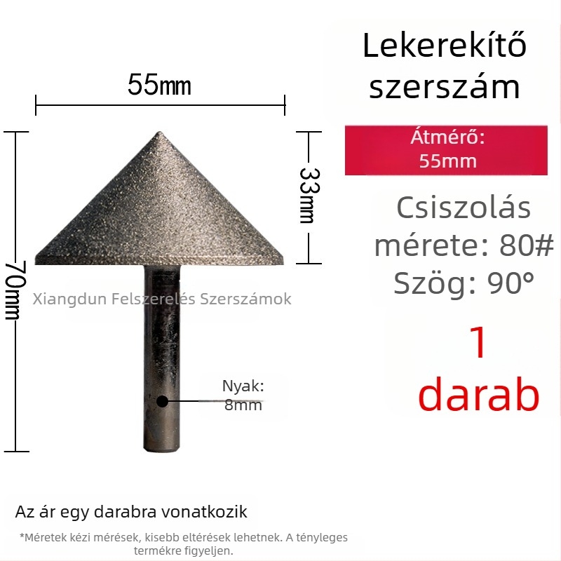90° gyémánt kúpos csiszolófej – elektroplattált él- és furatperem csiszolására kerámia csempéknél, kő, üveg, jáde