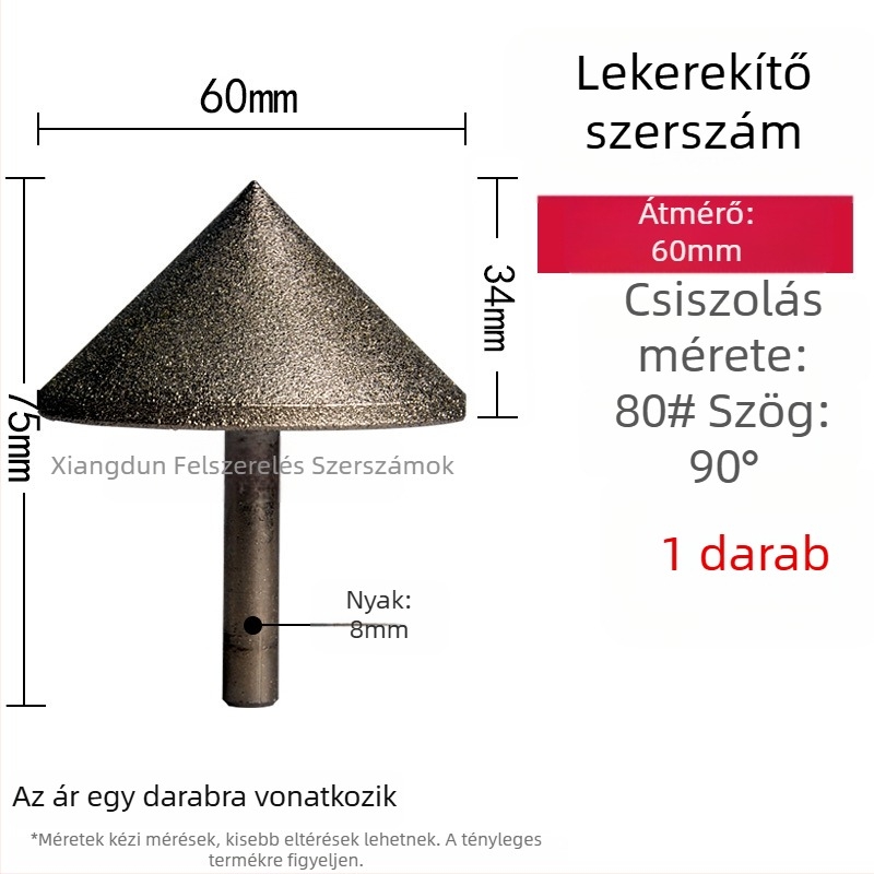 90° gyémánt kúpos csiszolófej – elektroplattált él- és furatperem csiszolására kerámia csempéknél, kő, üveg, jáde