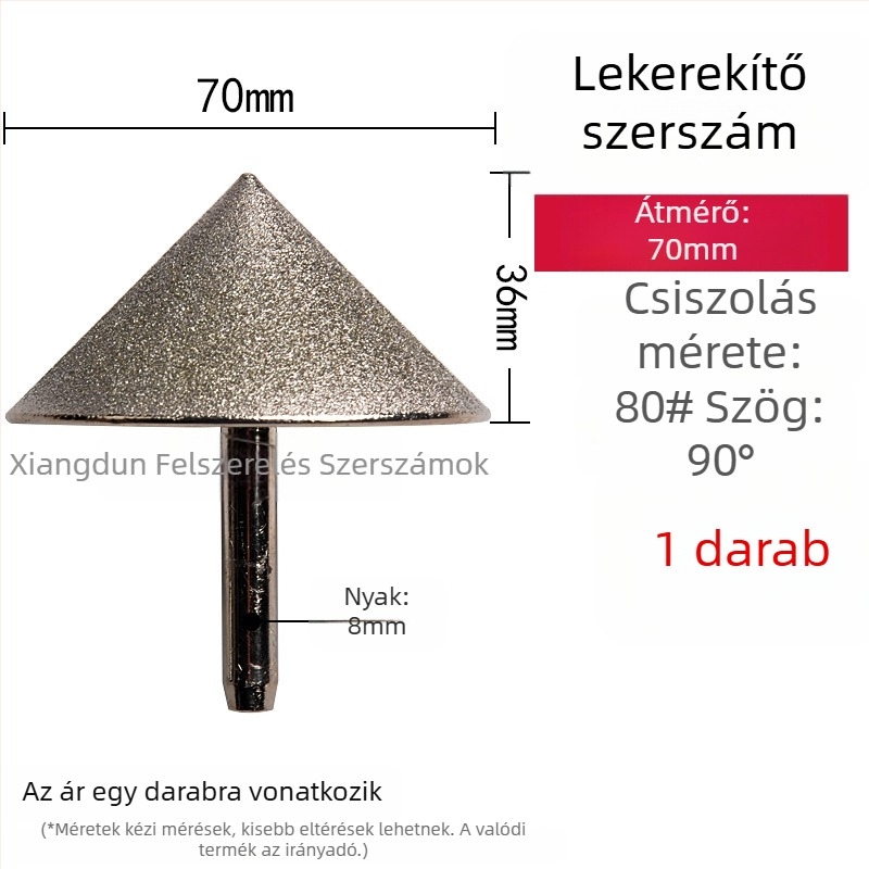 90° gyémánt kúpos csiszolófej – elektroplattált él- és furatperem csiszolására kerámia csempéknél, kő, üveg, jáde
