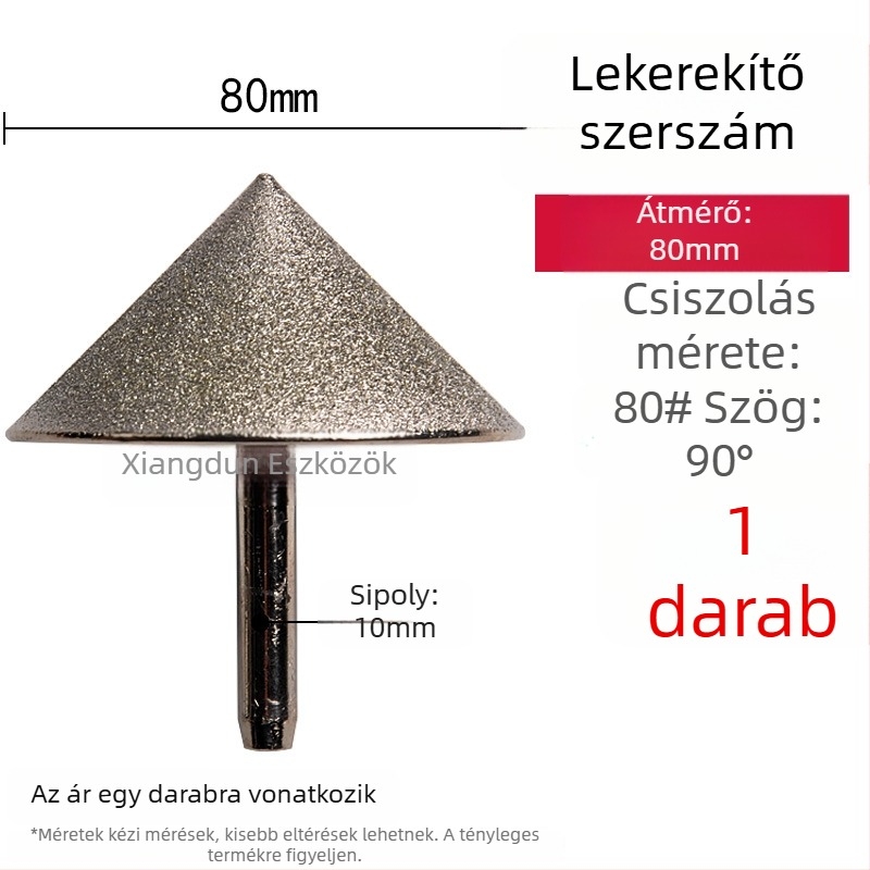 90° gyémánt kúpos csiszolófej – elektroplattált él- és furatperem csiszolására kerámia csempéknél, kő, üveg, jáde
