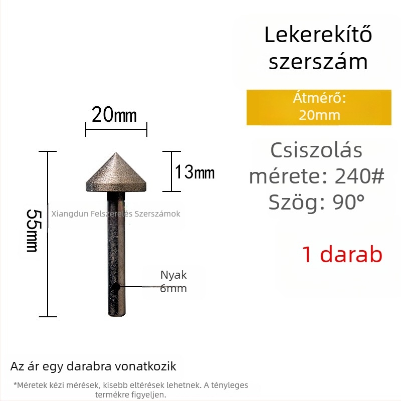 90° gyémánt kúpos csiszolófej – elektroplattált él- és furatperem csiszolására kerámia csempéknél, kő, üveg, jáde