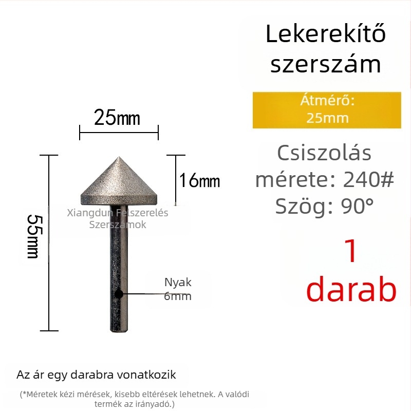 90° gyémánt kúpos csiszolófej – elektroplattált él- és furatperem csiszolására kerámia csempéknél, kő, üveg, jáde