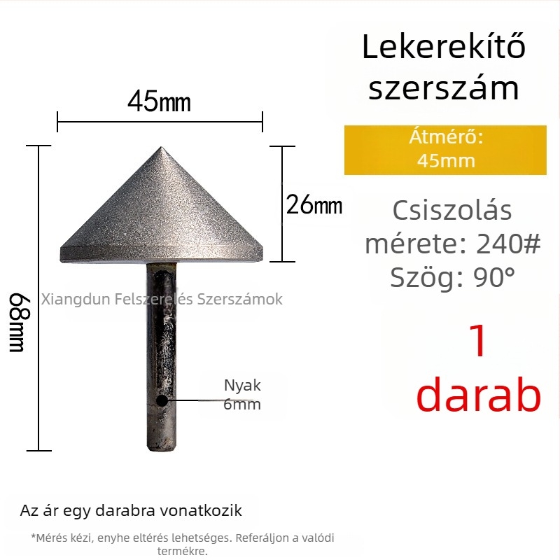 90° gyémánt kúpos csiszolófej – elektroplattált él- és furatperem csiszolására kerámia csempéknél, kő, üveg, jáde