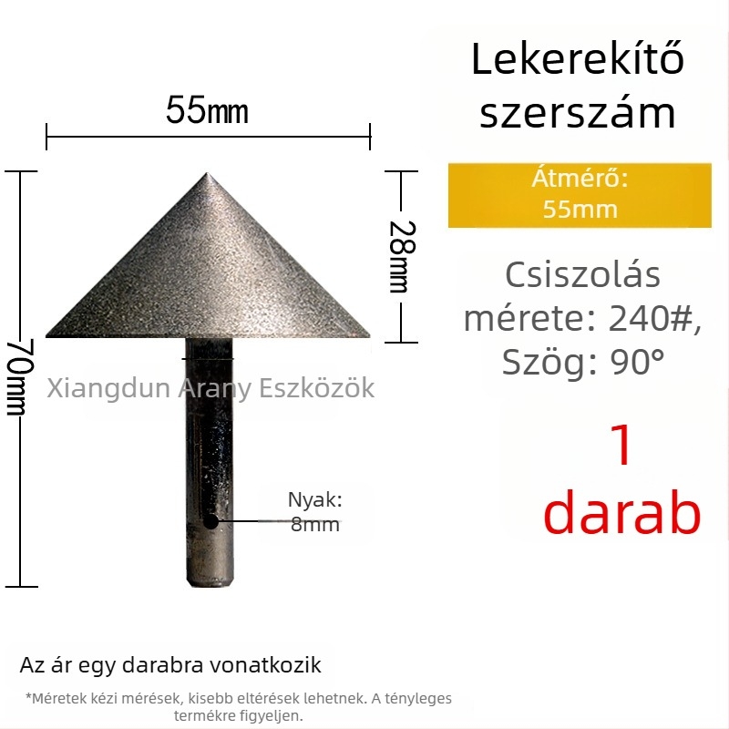 90° gyémánt kúpos csiszolófej – elektroplattált él- és furatperem csiszolására kerámia csempéknél, kő, üveg, jáde