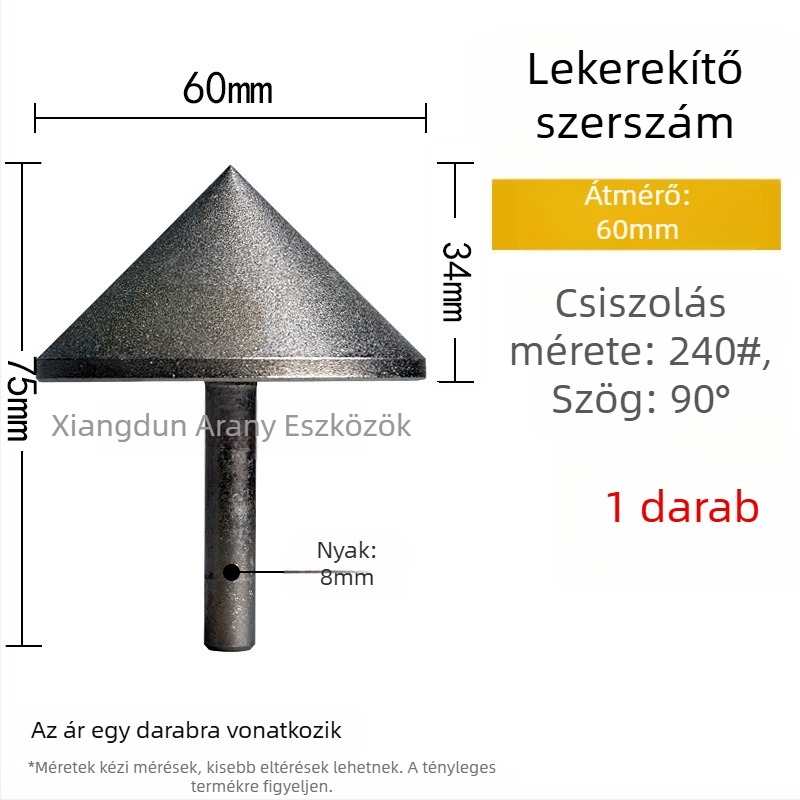 90° gyémánt kúpos csiszolófej – elektroplattált él- és furatperem csiszolására kerámia csempéknél, kő, üveg, jáde