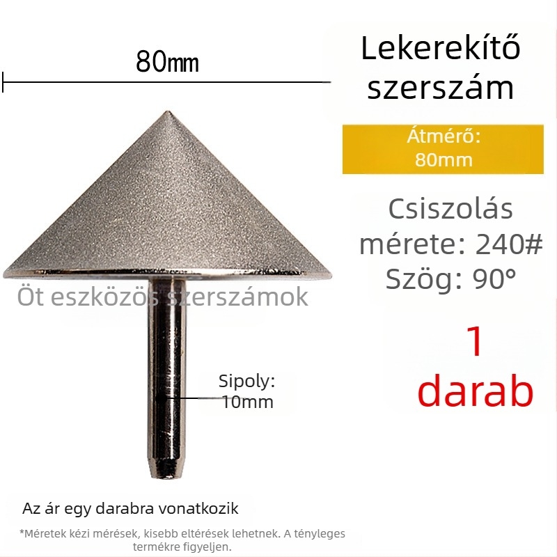 90° gyémánt kúpos csiszolófej – elektroplattált él- és furatperem csiszolására kerámia csempéknél, kő, üveg, jáde