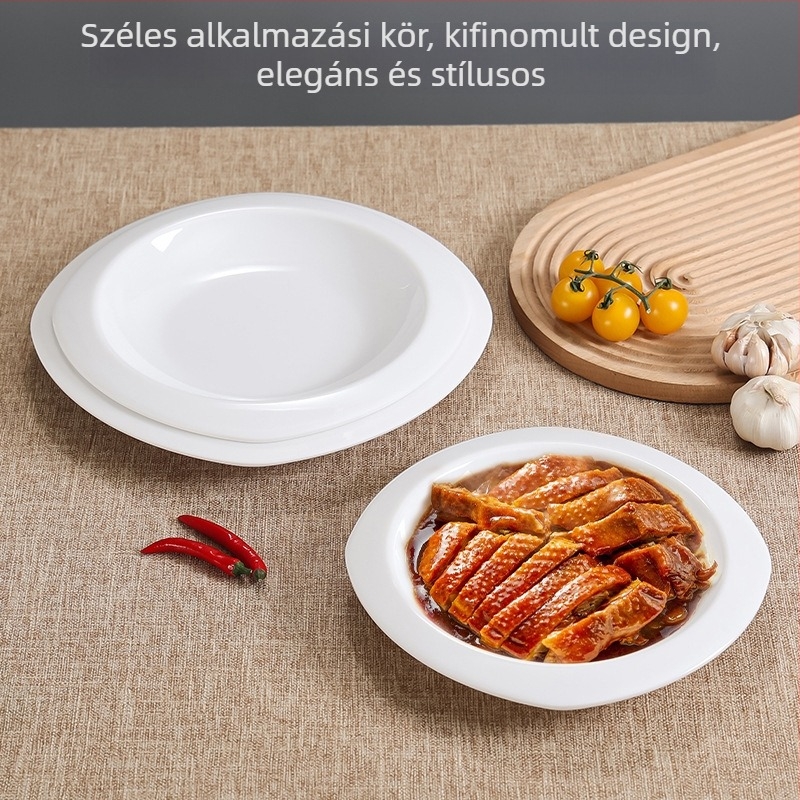Melaminból készült porcelán utánozat étkészlet – tányér, szabálytalan alak, glazúrozott felület, modern minimalist stílus, logó nyomtatás elérhető