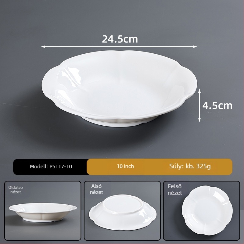 Melaminból készült porcelán utánozat étkészlet – tányér, szabálytalan alak, glazúrozott felület, modern minimalist stílus, logó nyomtatás elérhető