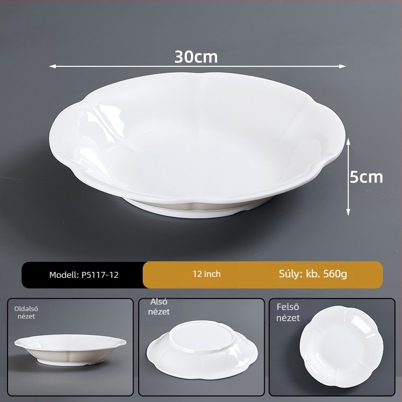 Melaminból készült porcelán utánozat étkészlet – tányér, szabálytalan alak, glazúrozott felület, modern minimalist stílus, logó nyomtatás elérhető