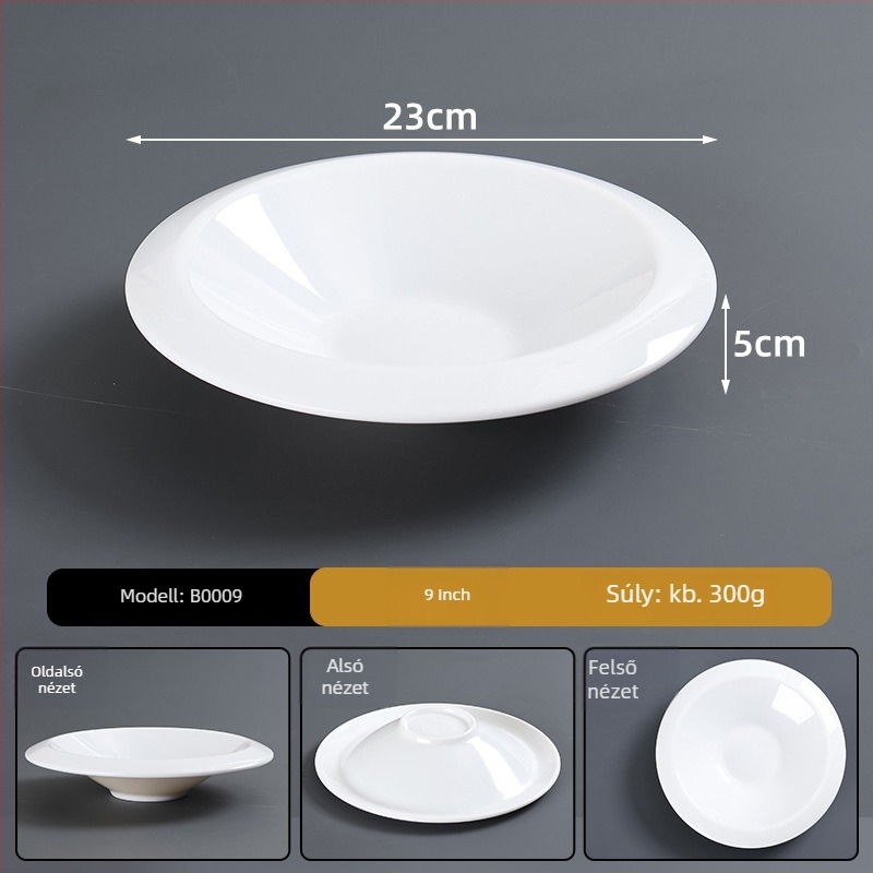 Melaminból készült porcelán utánozat étkészlet – tányér, szabálytalan alak, glazúrozott felület, modern minimalist stílus, logó nyomtatás elérhető