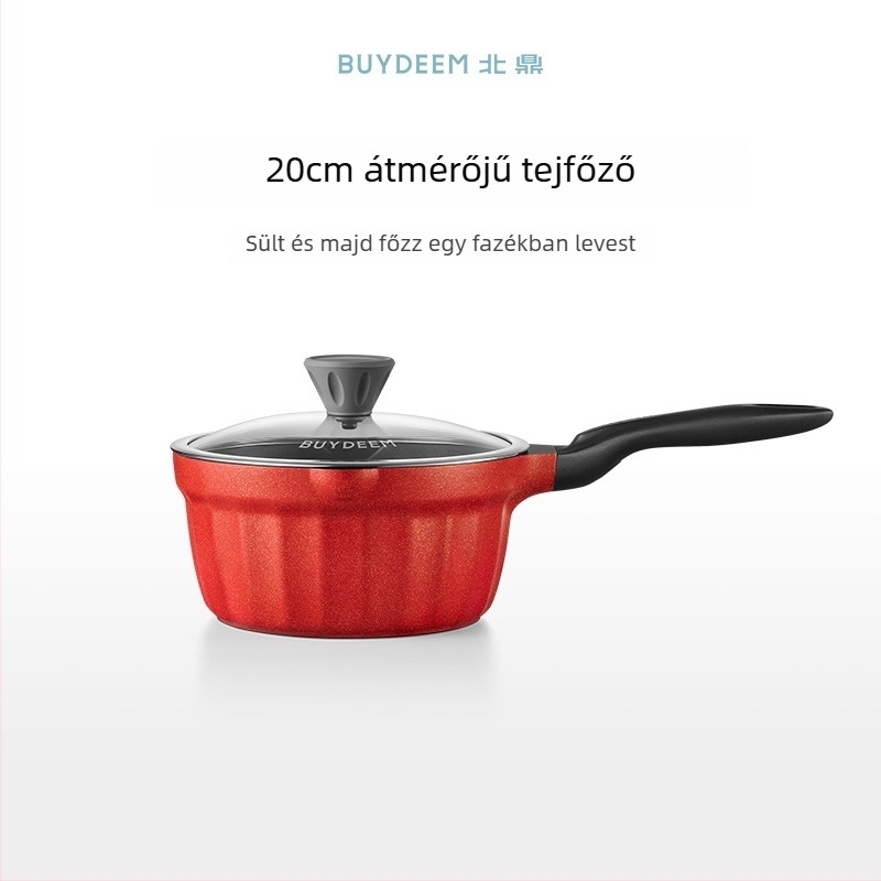 Elektronikus öntöttvas edény tapadásmentes kerámiabevonattal, üvegfedő, gyors hővezetés, modell Jg-214028, tömeg 2,5 kg