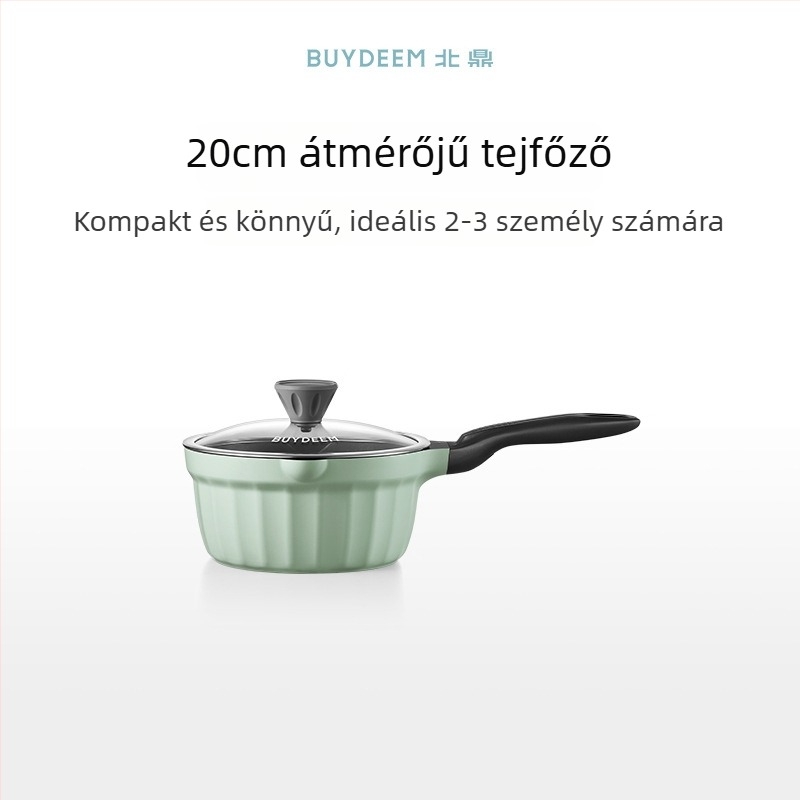 Elektronikus öntöttvas edény tapadásmentes kerámiabevonattal, üvegfedő, gyors hővezetés, modell Jg-214028, tömeg 2,5 kg