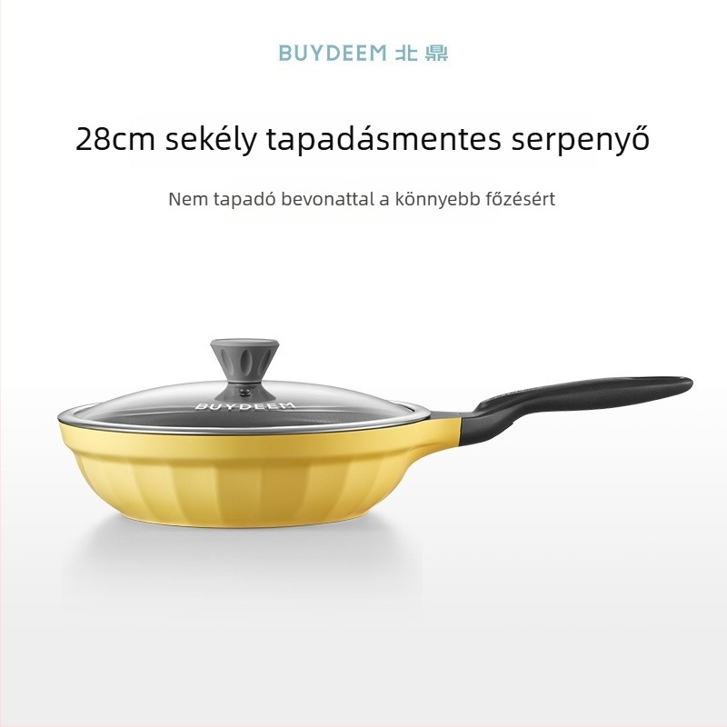 Elektronikus öntöttvas edény tapadásmentes kerámiabevonattal, üvegfedő, gyors hővezetés, modell Jg-214028, tömeg 2,5 kg