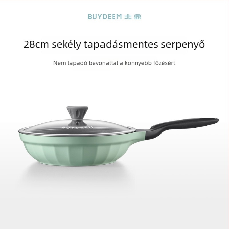 Elektronikus öntöttvas edény tapadásmentes kerámiabevonattal, üvegfedő, gyors hővezetés, modell Jg-214028, tömeg 2,5 kg