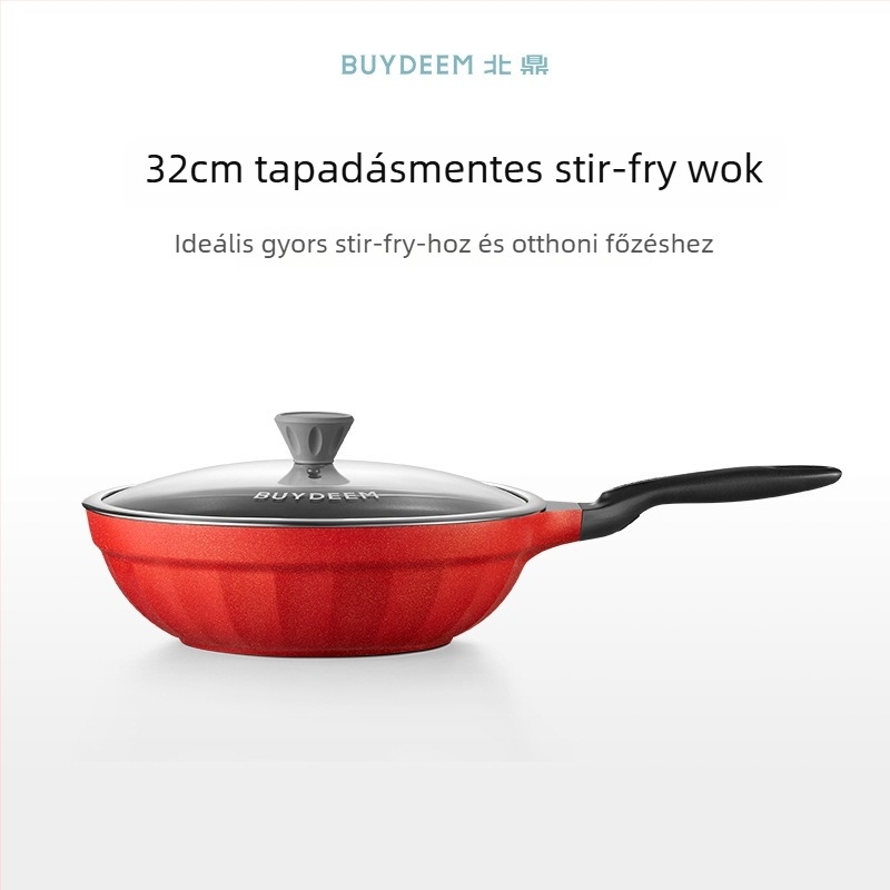 Elektronikus öntöttvas edény tapadásmentes kerámiabevonattal, üvegfedő, gyors hővezetés, modell Jg-214028, tömeg 2,5 kg