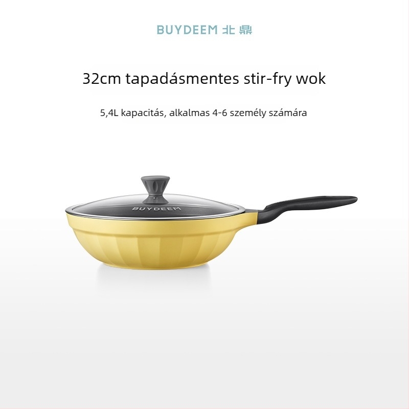 Elektronikus öntöttvas edény tapadásmentes kerámiabevonattal, üvegfedő, gyors hővezetés, modell Jg-214028, tömeg 2,5 kg